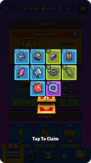 Different items from the chest