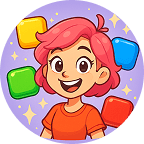 A cartoon-style female avatar with short pink hair